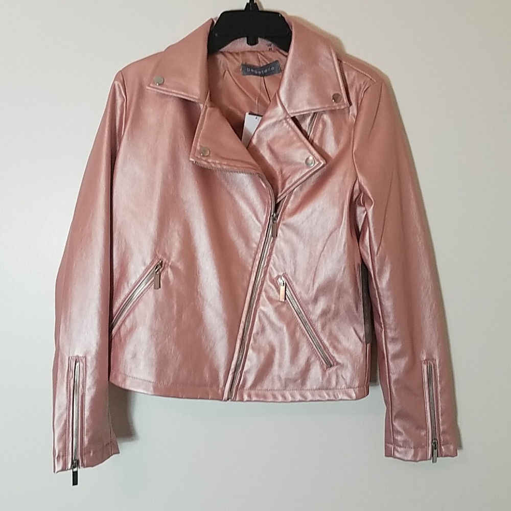 Bagatelle faux leather Pearl Rose moto jacket